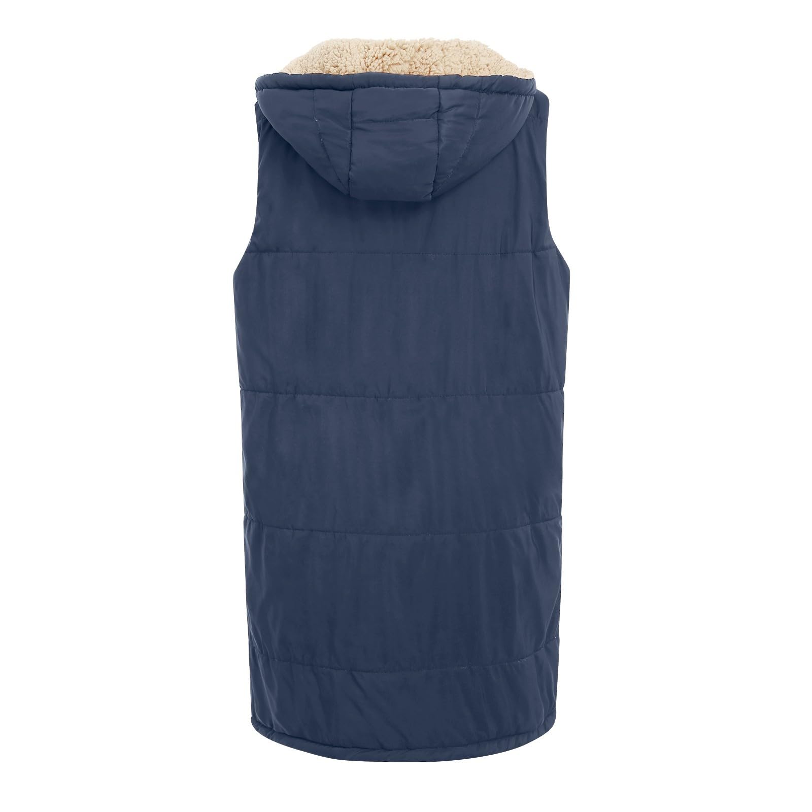 Chaqueta Mujer Abrigo Entretiempo Invierno Cazadora Plumiferos，Chaqueta Larga Mujer Invierno Sin Mangas Reversible Forro Polar Cremallera Capucha Bolsillos Cálida Otoño 2026