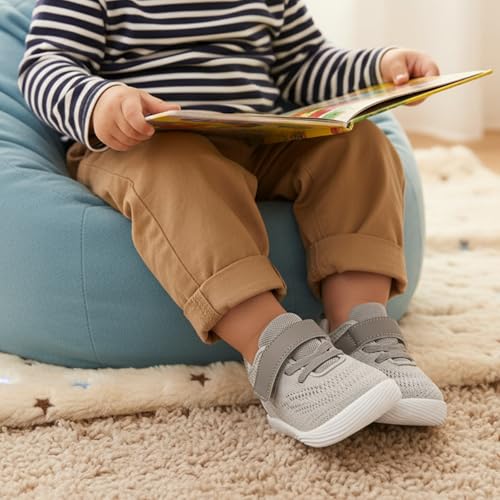 Image of MORENDL Toddler Sneakers Baby Boys & Girls Barefoot Shoes Lightweight Breathable Walking Running Tennis Athletic Sport Shoes