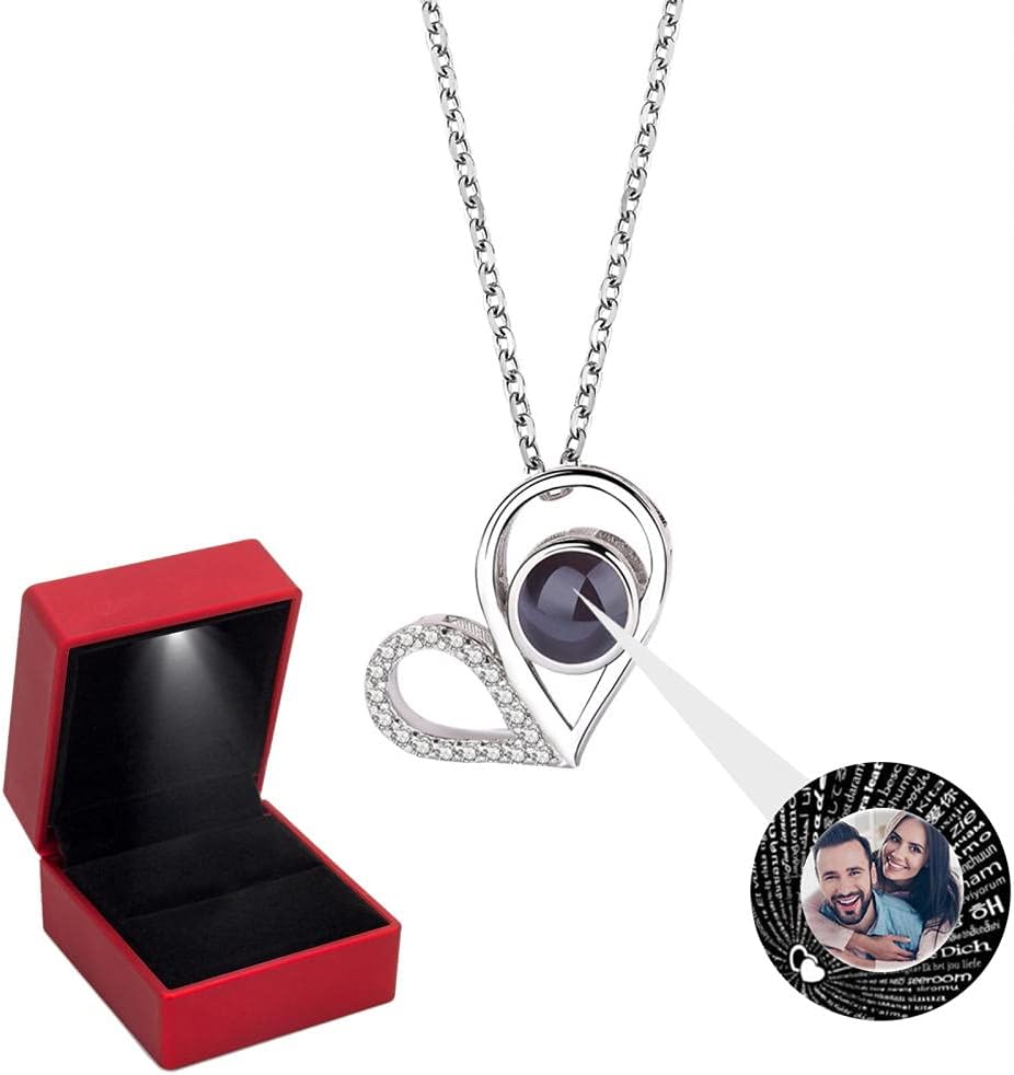 Collana Foto Personalizzata Con Proiezione 100 Lingue - Argento 925 - Regalo Donna Compleanno Anniversario - Foto 5