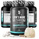 Lion’s Mane Mushroom Capsules – Memory, Focus & Clarity – Nootropic Brain Supplement with Ashwagandha, Thiamin (B1), Magnesium L-Threonate – Cognitive and Brain Support for Mental Energy, 120 Caps