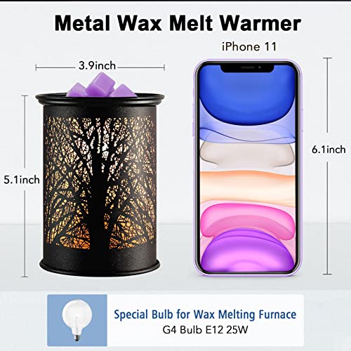 Yuwenus Electric Wax Melt Warmer Metal Wax Warmer For Scented Wax Fragrance Candle Oil Burner With 2 Light Bulbs For Gift Home Office Bedroom (Black) #TOP5