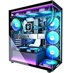 MUSETEX ATX PC Case 7 PWM ARGB Fans Pre-Installed, Type-C Mid Tower Computer Case with Full-View Dual Tempered Glass, Gaming PC Case, Black(K2)