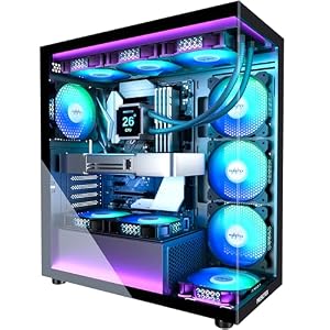 MUSETEX ATX PC Case 7 PWM ARGB Fans Pre-Installed, Type-C Mid Tower Computer Case with Full-View Dual Tempered Glass, Gaming PC Case, Black(K2)