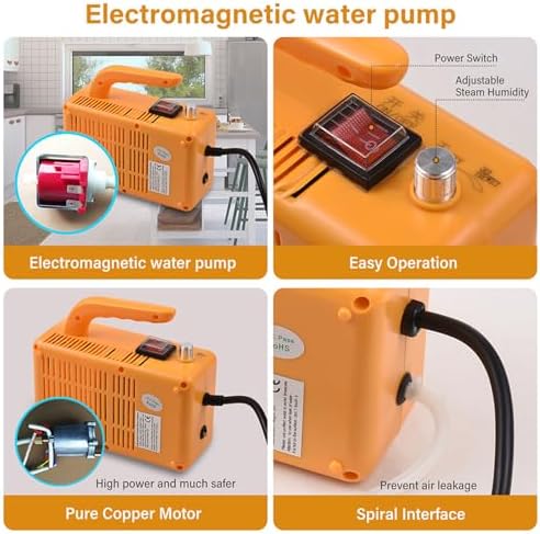 1700W High Pressure Steam Cleaner - Handheld Portable Machine with 3 Brushes for Grout, Tile, Car, Kitchen & Bathroom Cleaning (220V, 2600W Direct Injection)