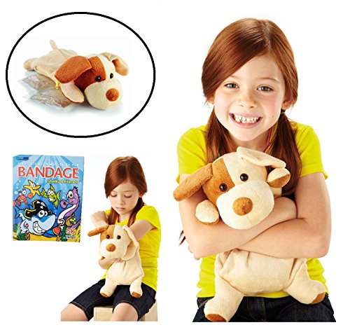 Kids Reusable Hot & Cold Therapy Packs (2-Pk) with Plush Animal Toy & FREE 1 Box of 50 Bandage Strips - Microwaveable Gel Compress or Ice Frozen Pack for Children's Boo Boo, Injuries, Pains & Swelling