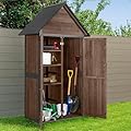 Sheds Outdoor Storage,Garden Shed with Metal Frame Structure and Adjustable Shelves,Large Capacity Storage Tool Cabinet Box for Backyard Garden Patio Lawn (Dark Brown)