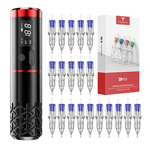 Dragonhawk X6 Tattoo Kit Wireless Tattoo Pen Machine Gun With 2 Batteries 20 Tattoo Needles Cartridges #TOP22