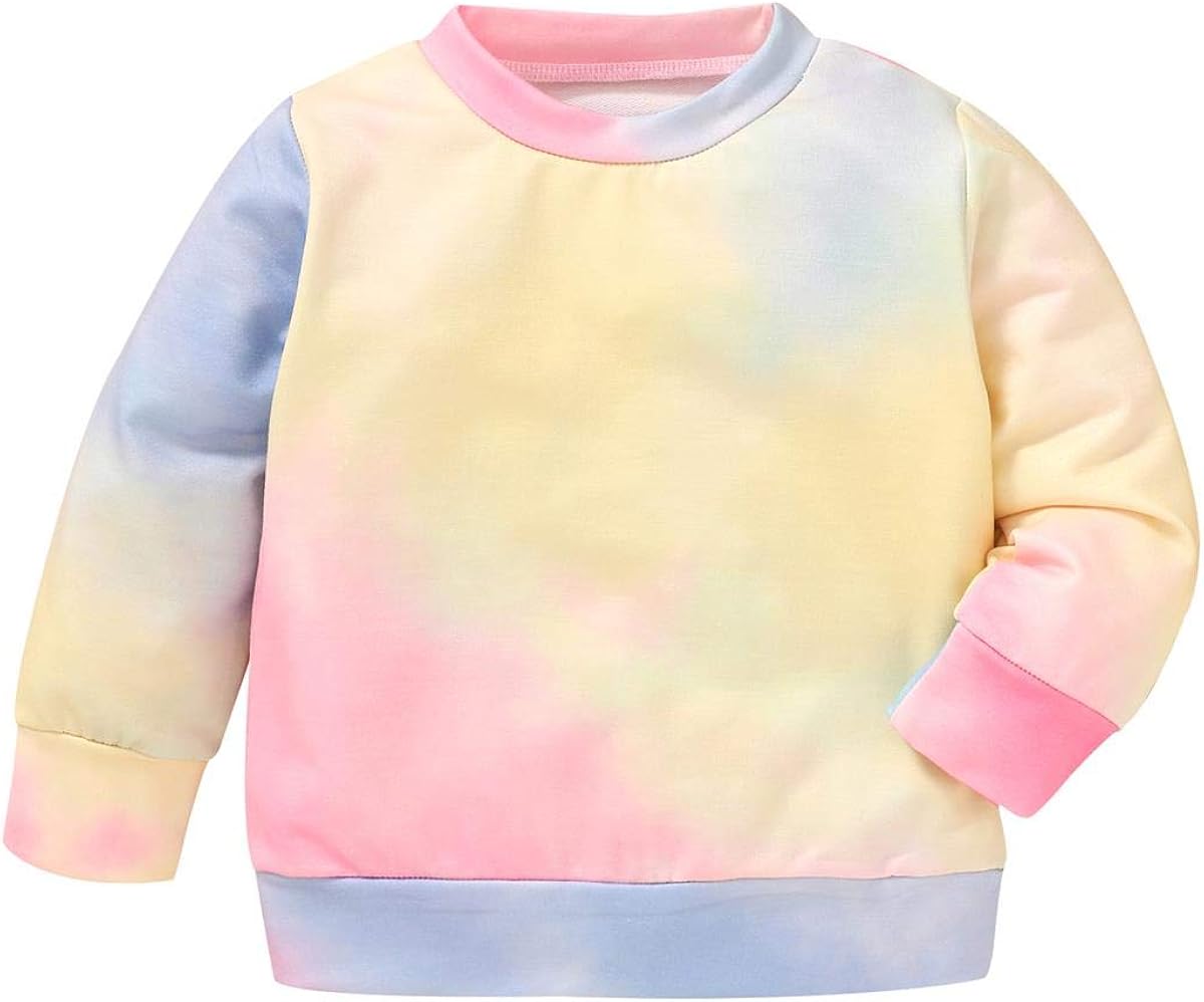 Toddler Baby Girls Sweatshirt Leopard/Tie Dye Casual Blouse Top Fashion Pullover Shirt Fall Winter Outfit: Clothing