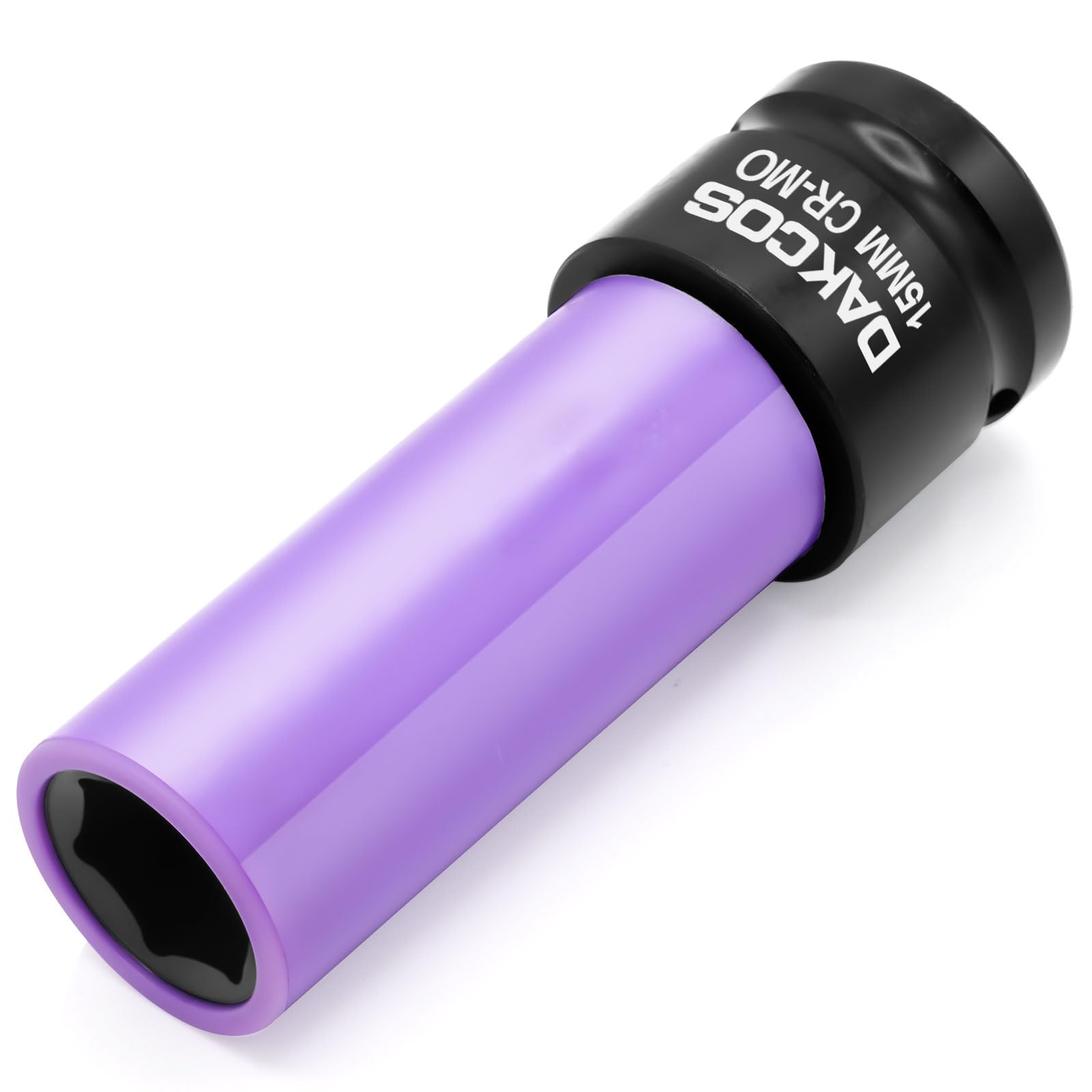 Dakcos 15 Mm 15Mm Impact Socket Set - 1/2 Inch Drive, 6 Point Cr-Mo Metric Protective Lug Nut Socket With Plastic Sleeve