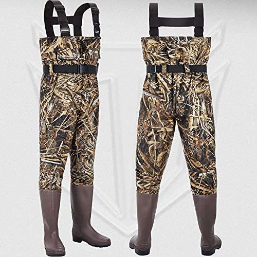 TIDEWE Chest Waders Upgraded with Mesh Lining, Realtree Max 5 Camo Waterproof Waders for Fishing & Hunting, Bootfoot PVC Waders with Boot Hanger for Men & Women (Size 11)