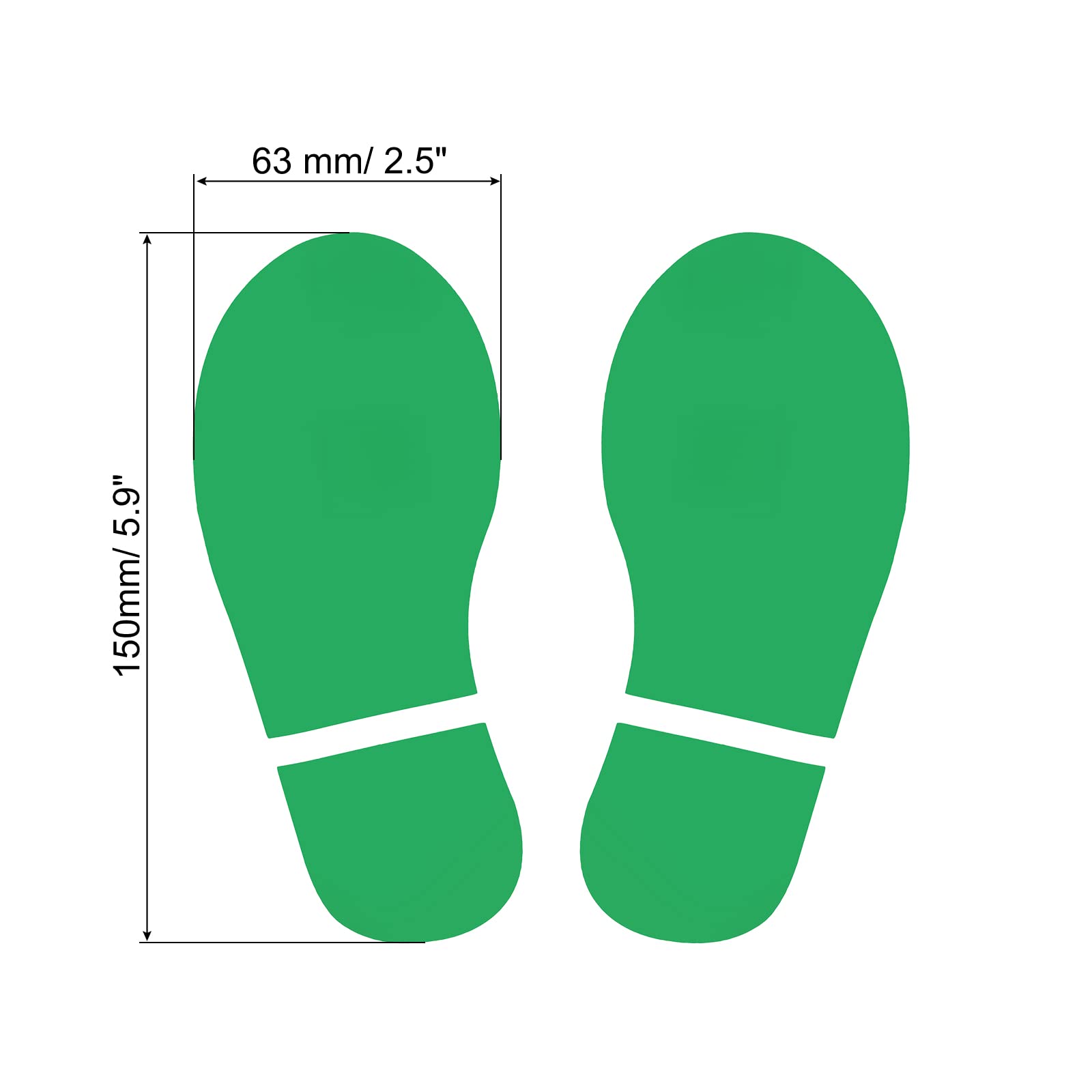 PATIKIL 6x2.5" Footprint Sticker, 4 works PVC Shoes Floor Decal Sign for Class Decor Stair Guide Green - Image 2