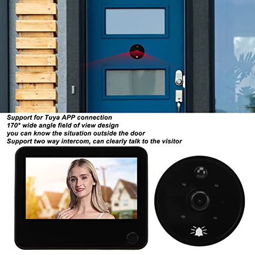 Câmera de Campainha Inteligente Sem Fio Olho Mágico 4,3 Polegadas Tela de Toque Colorida Visão Notur