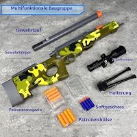 AGM MASTECH AWM Weiche Schaumstoff-Spielzeugpistole, Design mit auswerfenden Patronenhülsen, verbessertes Zielfernrohr, Dartlader, 40 weiche Schaumstoff-Darts, 20 Patronenhülsen, 2 Magazine. (Grün) – Ansicht 6