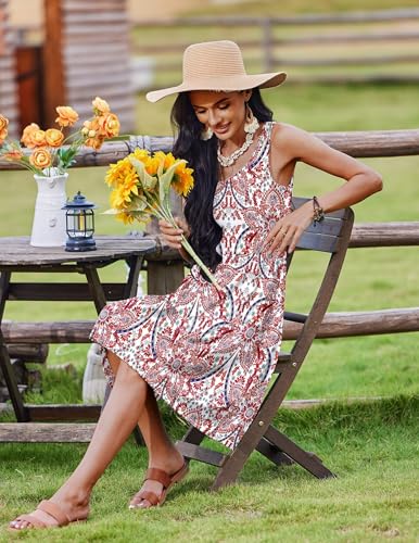 Image of Zeagoo Womens Summer Sundress Boho Floral Casual Tank Dresses with Pockets Sleeveless Tiered Swing A Line Beach Dress