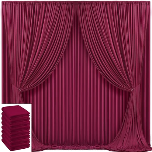 Image of 40x10ft Burgundy Backdrop Curtain for Wedding Parties Wrinkle Free Fabric Maroon Drapes Backdrop Decoration for Baby Shower Birthday Photography Decoration 8 Panels, 5ft x 10ft