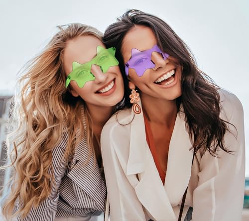 Matcheck 20/40 Pack Colored Rimless Sunglasses Bulk Heart/Star Shaped Candy Color Glasses Frameless Party Eyewear for Adults2