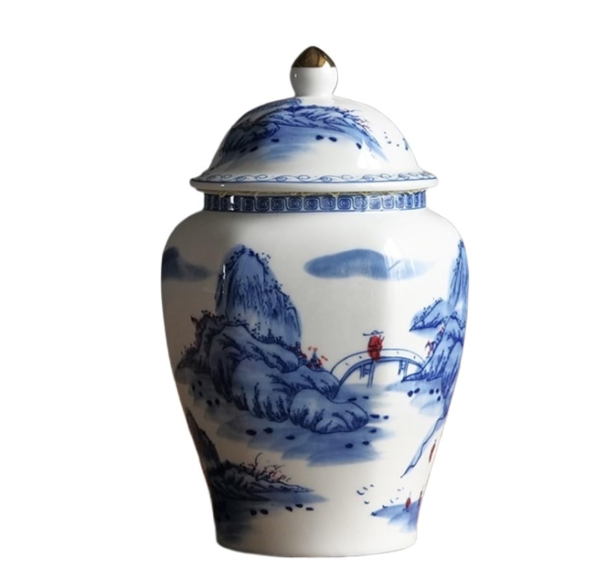 Amazon.co.jp: 中国風の磁器の花瓶青と白 陶器 青と白の風景