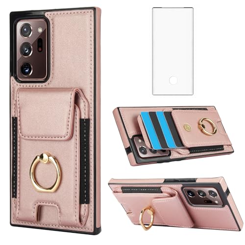Étui Samsung Galaxy Note 20 Ultra or rose avec anneau support pour femme