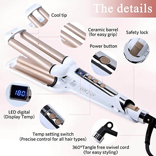 Herramienta rizadora para cabello con pantalla LCD y placas cerámicas miniatura 3