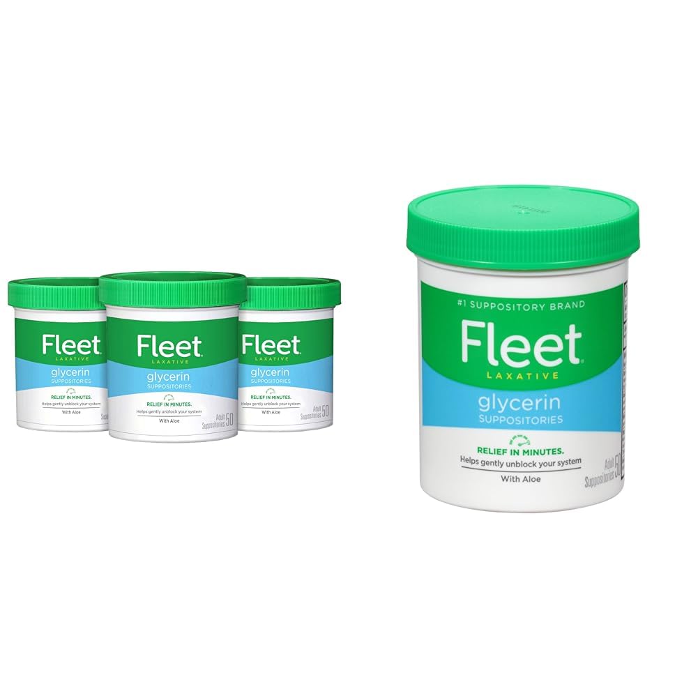 Fleet Laxative Glycerin Suppositories for Constipation, 50 Count, 3 Pack and 1 Jar Aloe Vera, 50 Count