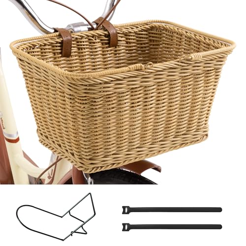 GRANNY SAYS Bike Basket with Accessories, Wicker Bike Basket Front,