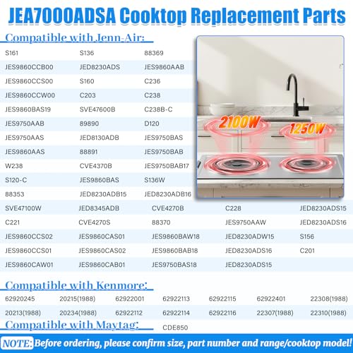 Module de table de cuisson JEA7000ADSA compatible Jenn Air cuisine