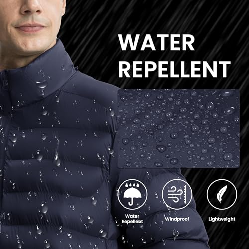 Image of Gopune Men's Lightweight Puffer Jacket Detachable Hooded Water Resistant Puffy Winter Down Jackets for Snow Ski Travel