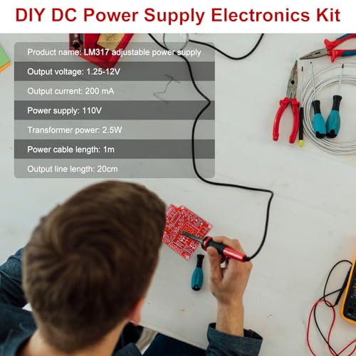 LM317 Adjustable Voltage Regulator Kit, PEMENOL AC-DC 110V to 1.25V-12V Electronic DIY Adjustable Signal Generator Output LED Display DC Power Supply Electronic Kit for DIY Warm Air Blower4