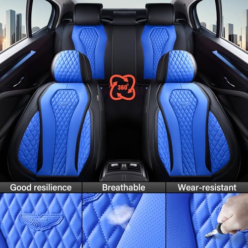Image of Coverado Automotive Seat Covers Front Seats, Seat Covers 2 Pack, Blue Car Seat Cover, Waterproof Auto Seat Covers, Car Seat Cushion, Front Car Seat Covers Leather Car Seat Protector Fit for Most Cars