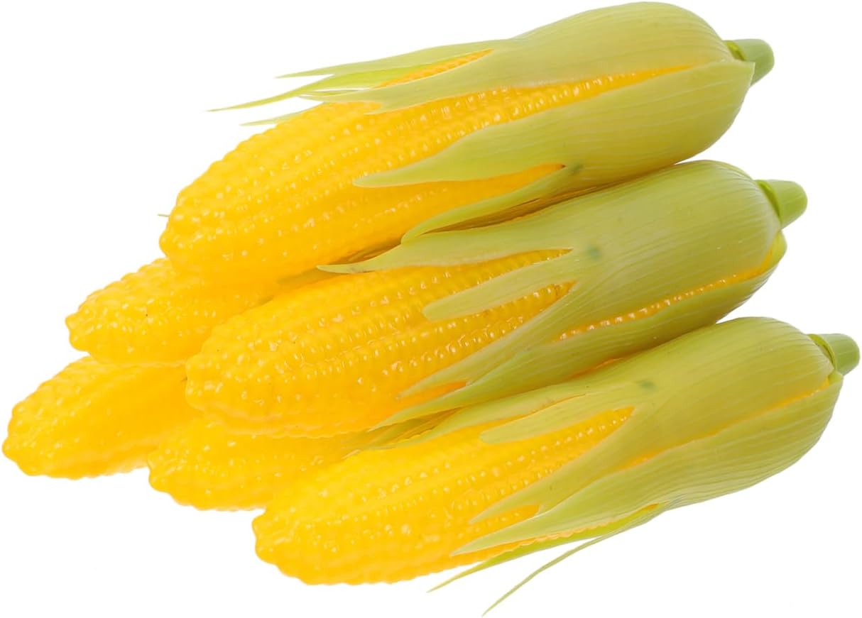 6pcs Artificial Corn, Lifelike Corn Fake Simulation Vegetable Decorations Photo Props Green