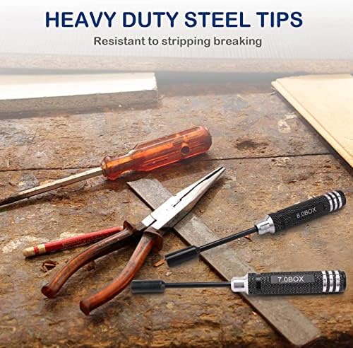 Tbkoly 4Pcs Hex Nut Drivers Screw Driver Tools Kit Set for RC Helicopter RC Boat Rc Cars, Metal 4.0/5.5/7.0/8.0mm Screwdrivers