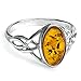 Baltic Light Honey Amber Sterling Silver Celtic Ring Cabochon Size 6x12mm (Size 8)