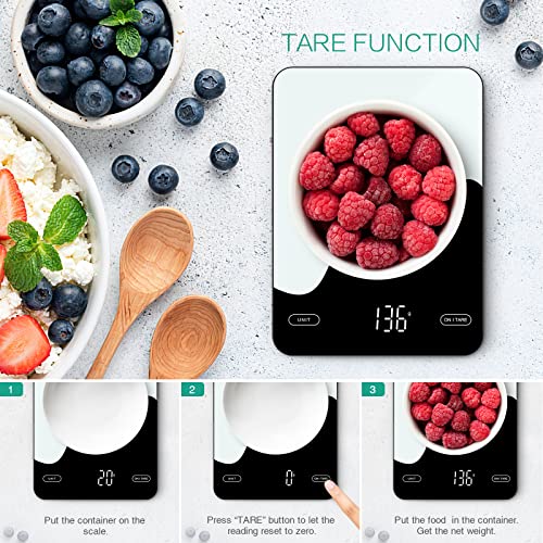 Oria Digital Kitchen Scale, Smart Kitchen Scales With Nutrition Calculator App, Rechargeable Food Nutrition Scale With Led Display Digital Oz Or Gram For Weight Loss, Cooking, Baking,5G-5Kg #TOP2