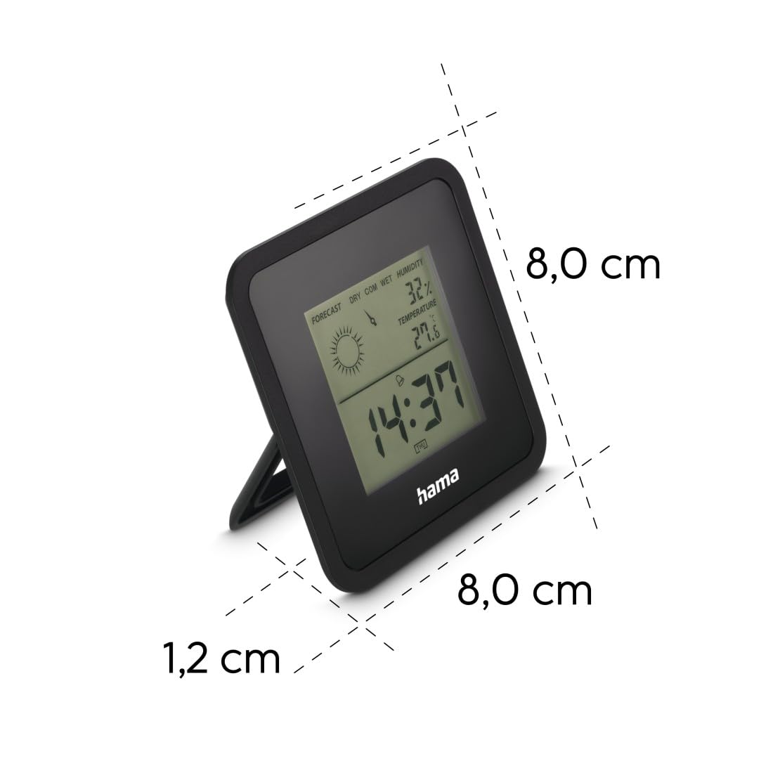 Hama Indoor Thermometer Hygrometer "Borneo" (Digital, Temperature, Humidity and Weather Display, Alarm and Snooze Function - Image 4