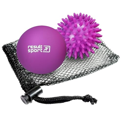 ResultSport Massaggio Ball, Recupero Fascite Plantare, Massaggio Punto di Trigger, Sollievo miofasico del tessuto profondo (Riccio & Lacrosse - Violette, Riccio/Lacrosse - 2 Palline)