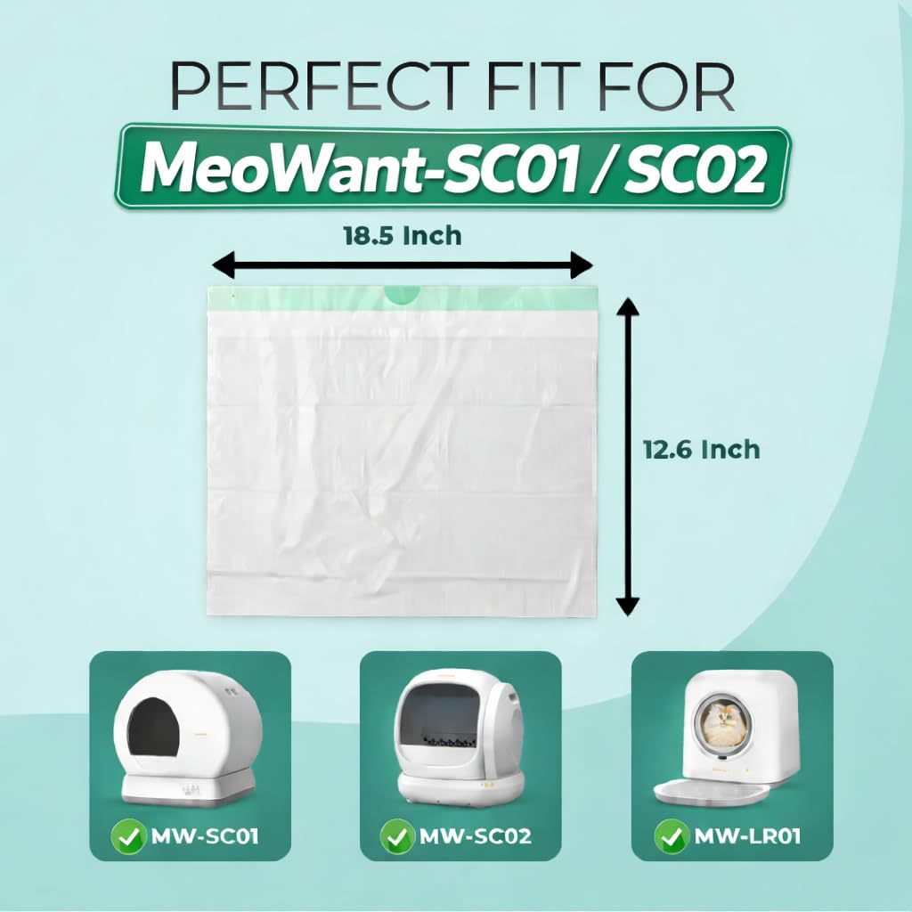 Cat Litter Liners Compatible with Meowant Litter Box MW-SC01/MW-SC02 – 120 Count, Extra Thick, Heavy Duty - image 2