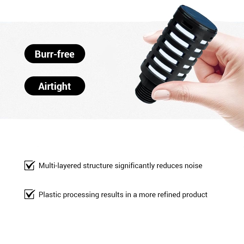 Silenziatori pneumatici in plastica filettatura maschio 3/4" nera raccordo compressore