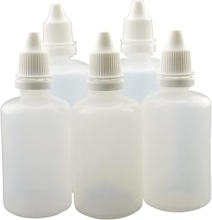 100ml 50ml Plastic Squeezable Dropper Bottles, 5pcs (3x50ml+2x100ml) Empty Refillable Plastic Dropper Bottle Dropping Bottles (Drops of Plug can Removable) Bottle Eye Liquid Dropper, white