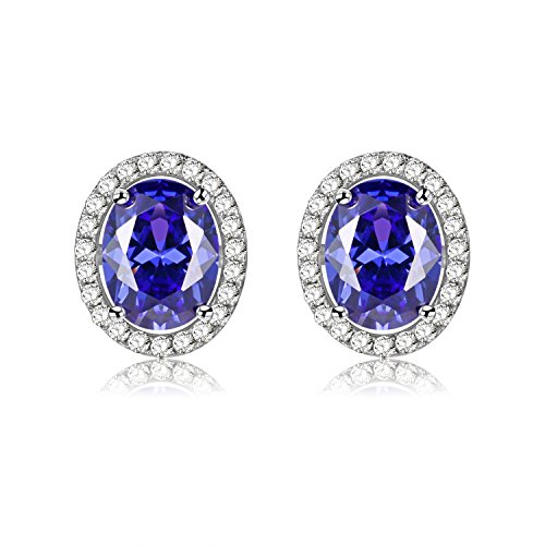 Uloveido 1ct Schöne Elegante Oval Cut Natura Blautopas Edelstein Birthstone Ohrstecker Set 925 Sterling Silber Hochzeit Engagement Schmuck FR007 Cover