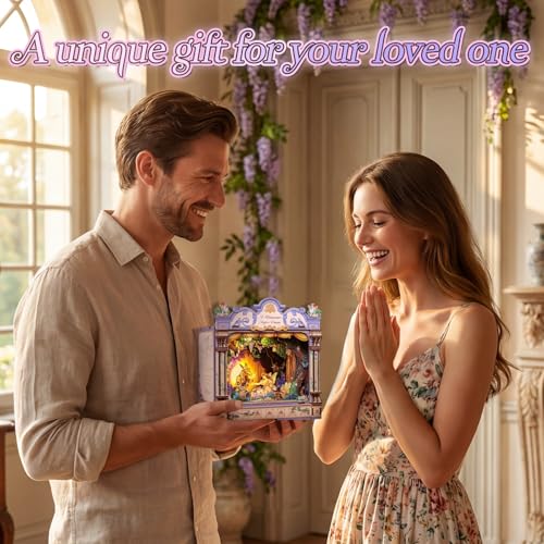 CUTEBEE Miniatur Haus Selber Bauen, 3D Holzpuzzle für Erwachsene, DIY Book Nook Kit, Shakespeare literarisches Geschenk… – Ansicht 6
