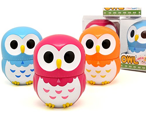 Image of (Orange) - Golandstar Cute Cartoon Owl Timers Mini Size 60 Minutes Mechanical Kitchen Cooking Timer Clock Loud Alarm Counters Manual Timer (Orange)