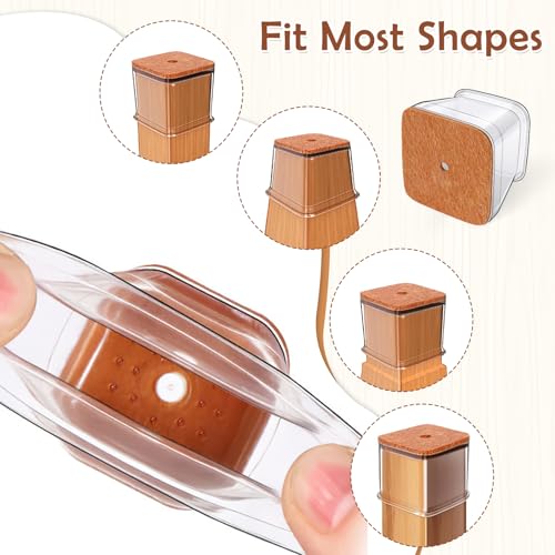 Image of 16 Pcs Silicone Chair Leg Protectors with Felt Bottom, Non-Slip Floor Protectors for Square Legs (1.02-1.5 Inch), Furniture Pads for Hardwood Floors, Dining Chairs, Bar Stools, Office Chairs