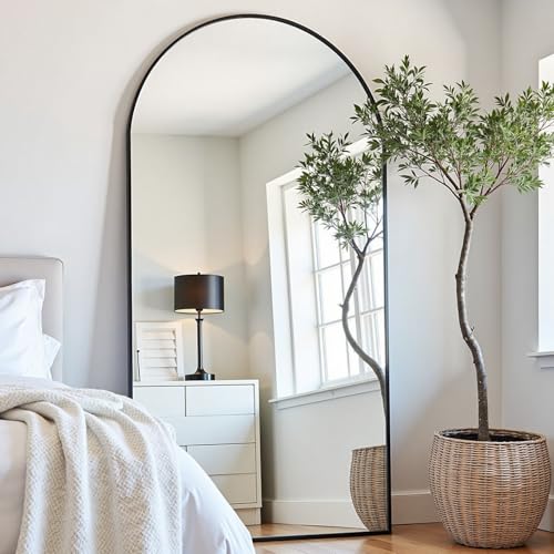Image of Prywot Arched Full Length Mirror, 76 inchx34 inch Free Standing Floor Mirror, Black