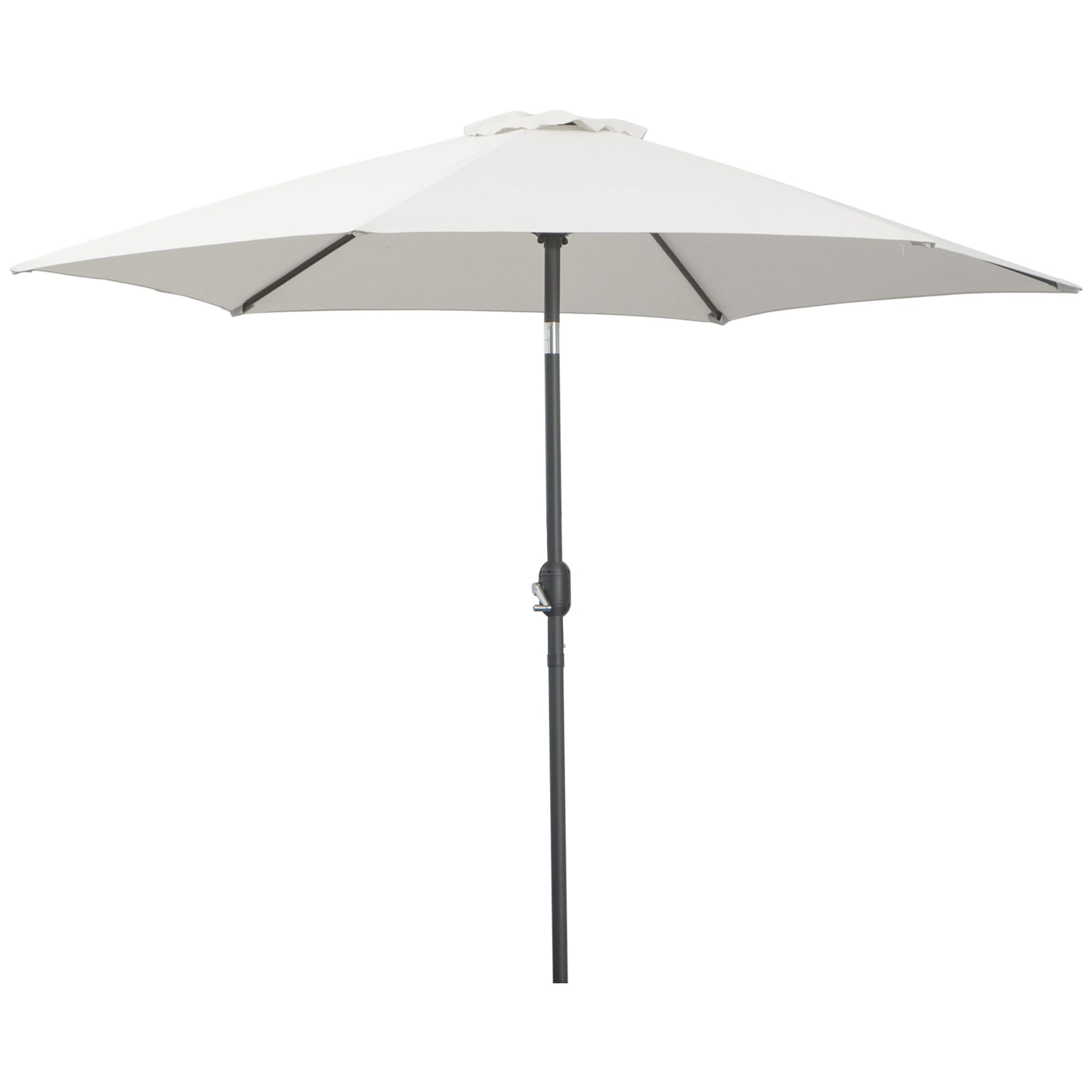 Outsunny Ombrellone da Giardino Ø2.6x2.35 m Inclinabile con Manovella, Ombrellone da Esterno a 6 Stecche in Alluminio, Metallo e Poliestere 180g/㎡, Crema