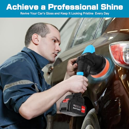 Fulgutonit 900W Cordless Car Polisher Buffer, 21V Orbital DA Polisher, Dual Action Polishing Machine for Car Detailing, Auto Waxing, Scratch Removal, Paint Correction, 2000-6000 RPM Variable Speed 4 Fulgutonit 900W Cordless Car Polisher Buffer, 21V Orbital DA Polisher, Dual Action Polishing Machine for Car Detailing, Auto Waxing, Scratch Removal, Paint Correction, 2000-6000 RPM Variable Speed - Image 4