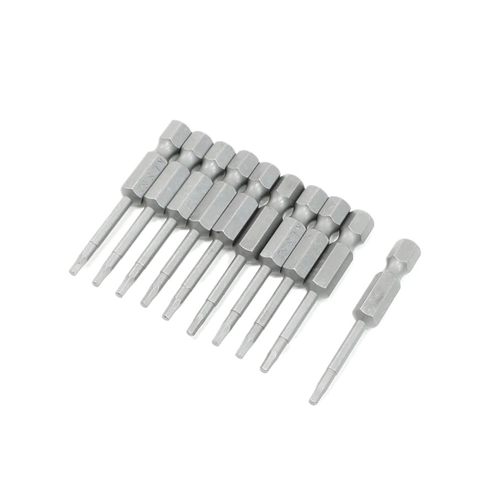 Juego de 10 puntas de destornillador hexagonales de punta de 2 mm magnéticas de 6,35 mm