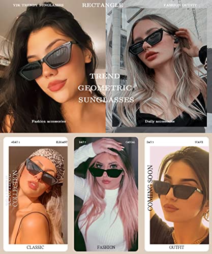 BOJOD Square Cat Eye Sunglasses For Women Fashion Vintage Trendy Cateye Sunglasses For women Black2