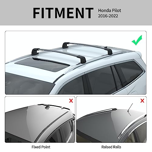 Richeer AM34966 Roof Rack Cross Bars For 2016-2022 Pilot, Aluminum Cross Bar With Anti-Theft Locks For Cargo Racks Rooftop Luggage Canoe Kayak Bicycle Roof Bag thumb #5