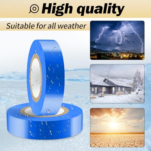 Image of Blue Electrical Tape, Flame Retardant Indoor Outdoor Waterproof High Temperature Resistance Electric Tape for Most Domestic, Commercial, and Industrial Environments, 0.7 in X 42 ft, 10 Rolls