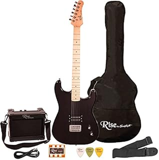 Rise by Sawtooth Right Handed Beginner Electric Guitar Kit, Black